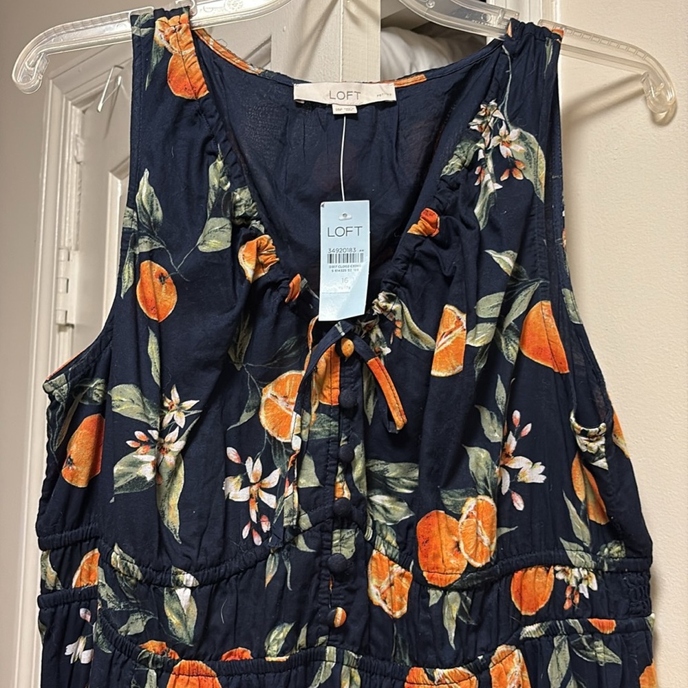 NWT LOFT Orange Print Dress 16 Petite - Picture 5 of 6